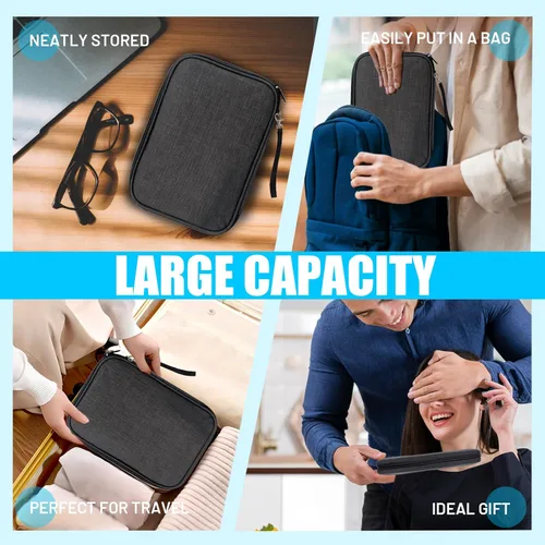 Vista 7 de Bolsa Organizadora de Cables de Viaje, Funda Organizadora de Electrónica con Doble Capa para Cables, Cargadores, Teléfono, Auriculares, USB