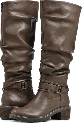Vista 2 de WHITE MOUNTAIN Zapatos de mujer Crammers Botas altas de tacón apilado