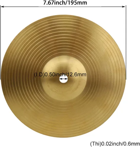Vista 8 de Lovermusic Platillo de tambor de 8 pulgadas de diámetro dorado, aleación de latón, accesorios de percusión para kit de batería adecuado
