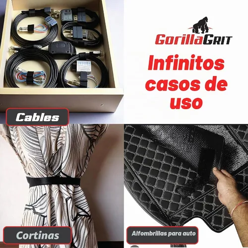 Vista 6 de Tiras de cinta autoadhesivas de gancho y bucle, correas de 1 x 4 pulgadas de ancho, cierre de cinta adhesiva resistente, 15 tiras (negro)