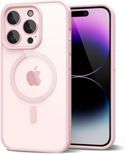 Vista 142 de oakxco Funda magnética transparente compatible con Magsafe, delgada, transparente, no amarillea, híbrida de silicona suave y cubierta protectora