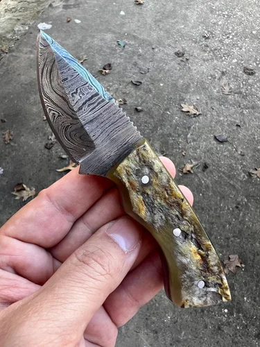 Vista 5 de Poshland BC-69 Cuchillo Skiner de Acero de Damasco Hecho a Mano de 5.50 Pulgadas Full Tang