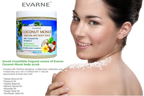 Vista 3 de Coconut Monoi - Exfoliante corporal con sal del mar muerto con 7 aceites esenciales y vitamina E