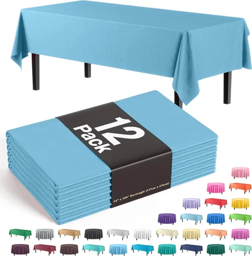 Vista 33 de Party Solids Paquete de 12 manteles rectangulares de plástico con diseño de bandera estadounidense de alta calidad, mantel desechable de plástico