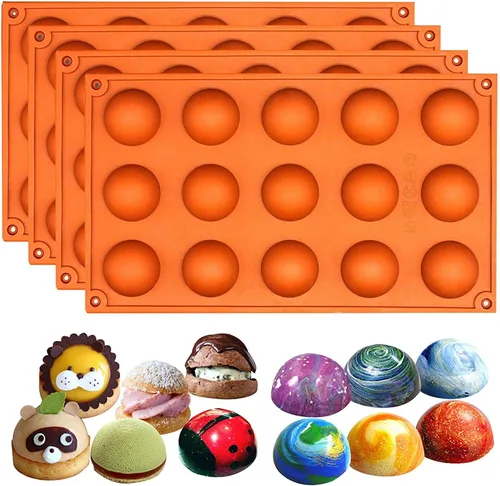 Vista 9 de FUNSHOWCASE Mini molde de silicona para caramelo de chocolate con cúpula hemisferio, 2 unidades, 24 cavitas