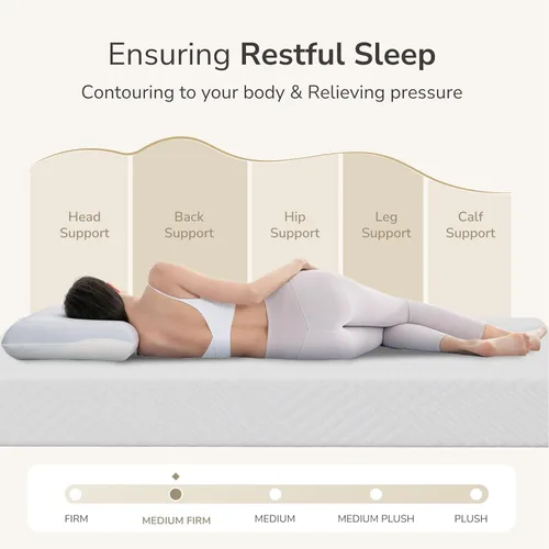 Vista 4 de MLILY - Colchón Queen en una caja, colchón de 10 pulgadas para cama plataforma tamaño doble, diván, de espuma viscoelástica de té verde de firmeza