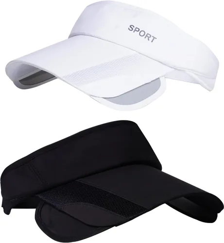 Paquete de 2 sombreros de verano con visera para el sol, ajustable, para mujer, protección UV, con ala retráctil, viseras de tenis, multicolor,