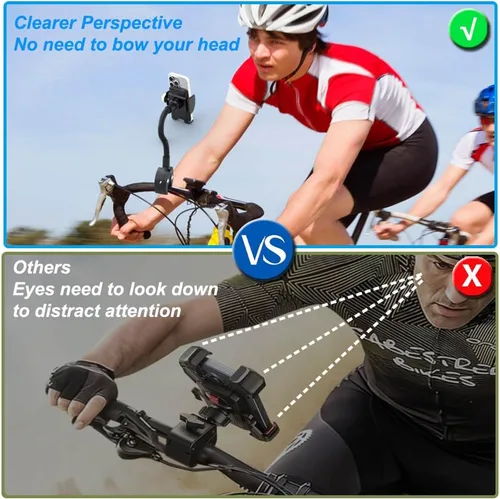 Vista 6 de Goosencek - Soporte para teléfono para bicicleta giratoria, soporte de abrazadera para manillar, peloton, cinta de correr, silla de ruedas