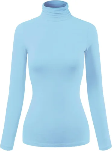 Vista 10 de MixMatchy Camiseta básica de manga larga con cuello alto y corte ajustado para mujer Negro