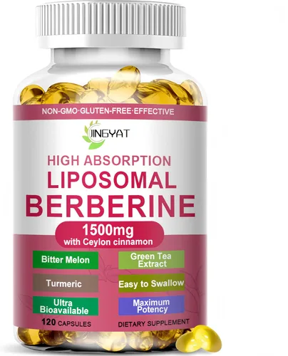 Berberina con canela de Ceilán, suplemento de berberina de 1500 mg con melón amargo y cúrcuma para el metabolismo, la salud inmune y digestiva,