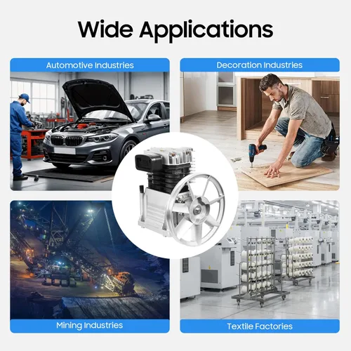 Vista 9 de Cabezal de bomba de compresor de aire, motor de bomba de compresor industrial 3HP 2.2KW, cabezal de bombas de lubricación de salpicaduras