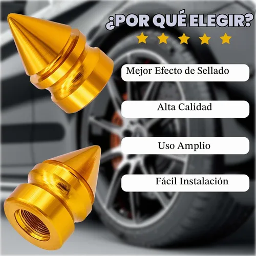 Vista 7 de 4 piezas de tapas coloridas para válvulas de neumático, tapas universales de aleación de aluminio estilo bala pulidas para válvulas de neumático