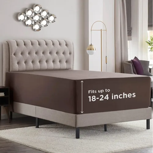 Vista 23 de Empyrean - Sábana bajera de bolsillo extraprofundo, suave, para colchón de 18 a 24 pulgadas, prémium, con correas en las esquinas