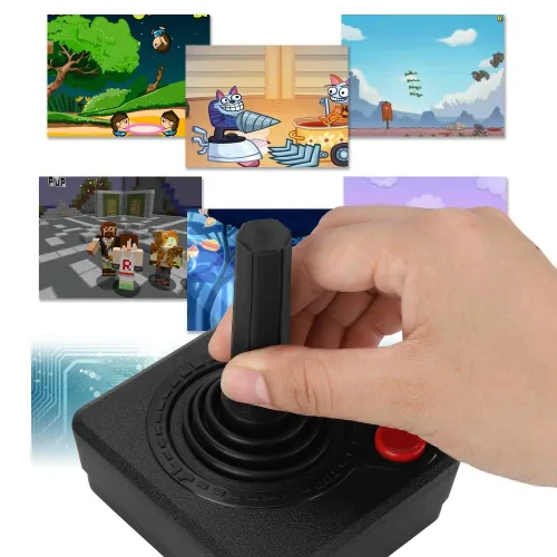 Vista 4 de Controlador de joystick analógico retro clásico 3D, con una operación y un joystick de cuatro vías, control de juego para 2600, compatible