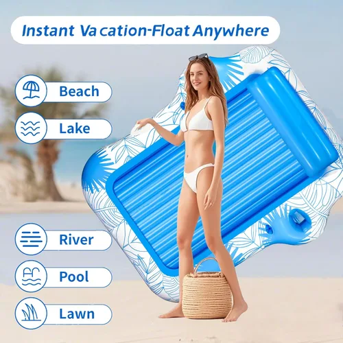 Vista 7 de Inflatable Pool Lounger Float for Adults - JIANYHW X-Large Beach Sun Tan Tub Pool Lounge Raft Sunbathing Pool Floaties with 2 Food/Drink Holder