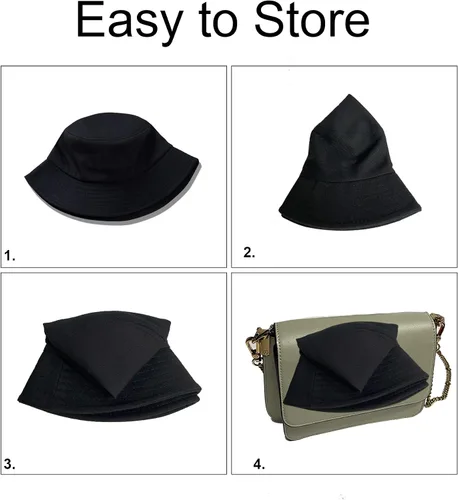 Vista 4 de PFFY Bucket Hat for Women Men Cotton Summer Sun Beach Fishing Cap