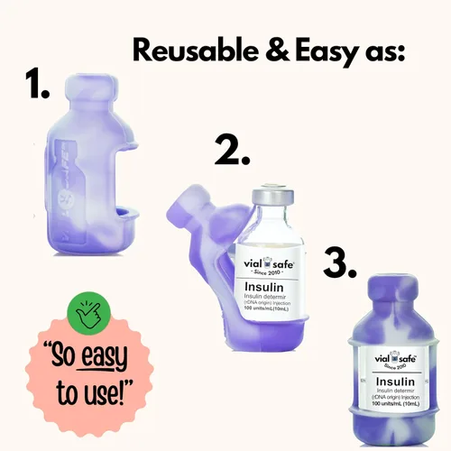 Vista 5 de VIAL SAFE™ Funda protectora de viales de insulina Protector seguro de botella de insulina y cubierta para viales de 0.3 fl oz Paquete de 2