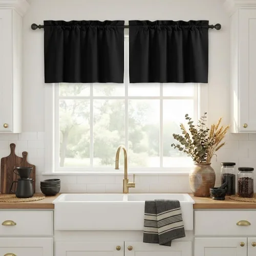 Vista 26 de NICETOWN Cortinas Opacas Cortas - Tratamiento de Ventana con Aislamiento Térmico, Niveles de Cortina Pequeños para Sala de Estar/Cocina, 2 Paneles