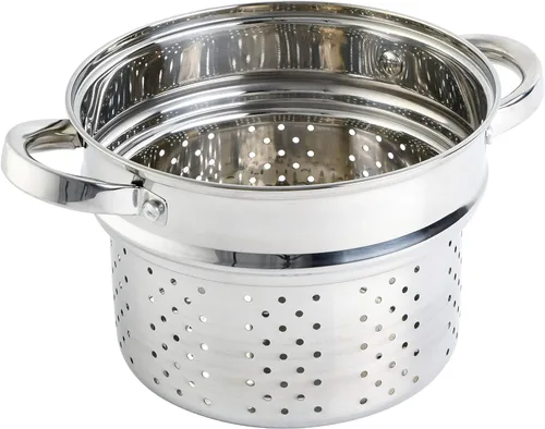 Vista 6 de Oster Sangerfield - Juego de olla de pasta de acero inoxidable de 5 cuartos de galón con vaporera, cesta y tapa – Utensilios de cocina duraderos