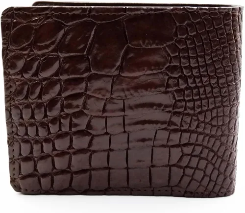 Vista 4 de NUEVO CARTERA BI-FOLD PIEL DE COCODÍL ORIGINAL MARRÓN HOMBRE., Marrón, Cartera delgada de doble pliegue