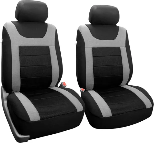 Vista 9 de FH Group - Fundas para asientos deportivos de automóvil, solo para asientos delanteros, compatibles con bolsa de aire, beige y negro, combo
