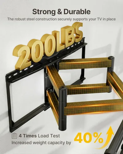 Vista 3 de monTEK Soporte de pared de TV de movimiento completo resistente para televisores de 50 a 100″ de hasta 200 libras – 4 veces probada para carga