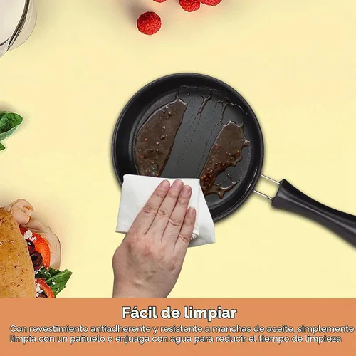Vista 7 de Sartén de huevos de 5 pulgadas, mini sartén redonda de acero inoxidable antiadherente para tortilla, sartén multiusos con mango para cocina de Azul