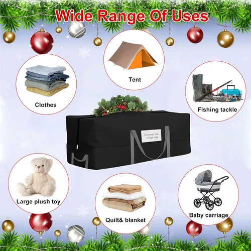 Vista 3 de Bolsa de almacenamiento para árbol de Navidad, se adapta a árboles artificiales de hasta 8 pies de altura, bolsa de árbol de Navidad resistente