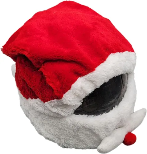 Vista 7 de Cubierta de casco de motocicleta de Papá Noel de Navidad, accesorios de decoración para montar en Navidad, Santa motocicleta, cubierta de casco