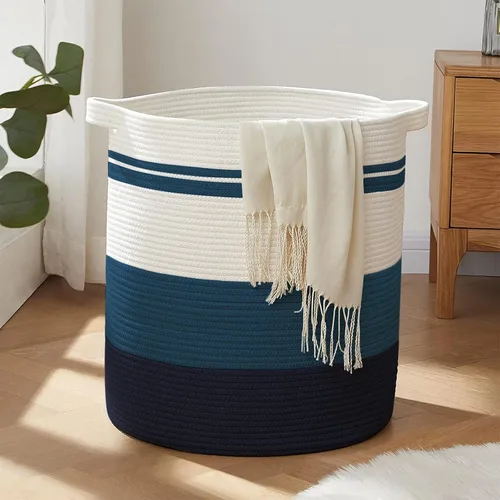 Vista 20 de OIAHOMY Cesta de lavandería de 80 L, cesta de almacenamiento con asas, cesta de lavandería para juguetes, almohadas, mantas, ropa, 20 x 18 pulgadas