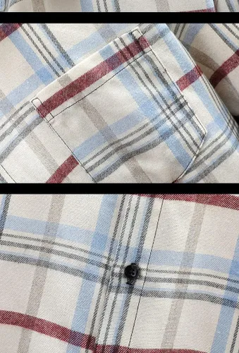 Vista 10 de T Shirts for Men Fashion Cotton Button Down Collar Shirt Jackets Classic Fit Long Sleeve Plaid Shirts Coat 2023