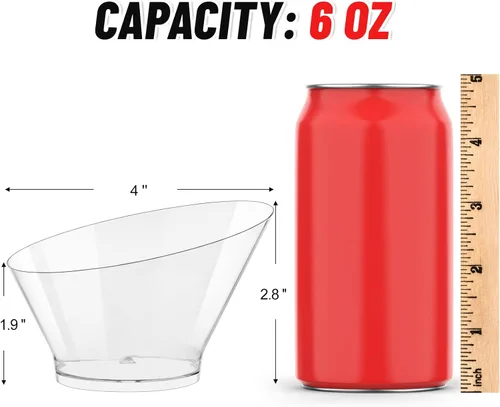 Vista 2 de Qeirudu Paquete de 20 cuencos de plástico en ángulo de 6 onzas, cuencos pequeños para dulces, cuencos desechables para postres, aperitivos, frutas