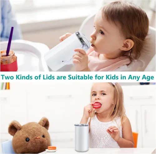 Vista 7 de Sublimation Blanks Skinny Sippy Cups - Vaso aislado de acero inoxidable de 12 onzas a prueba de derrames, con tapa y popote, botella de agua