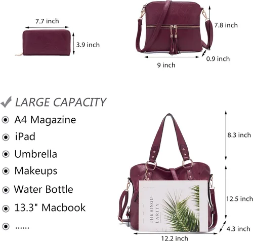 Vista 4 de Juego de carteras y carteras para mujer, bolso grande con cartera, 3