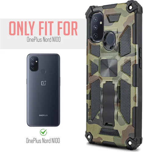 Vista 2 de Funda diseñada para 1+ Nord N100, OnePlus N100 Funda magnética con soporte magnético con vidrio templado, funda protectora de doble capa a prueba