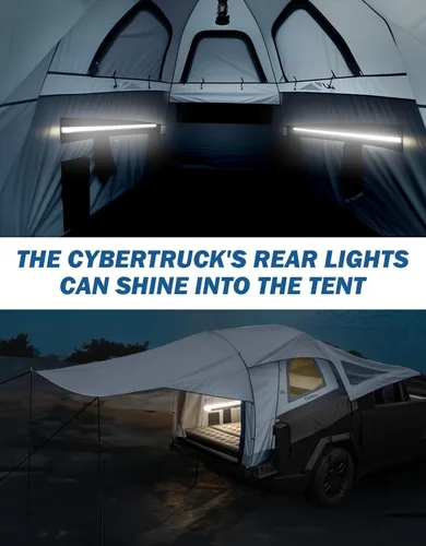 Vista 6 de JOYTUTUS Cybertruck - Tienda de campaña con toldo, impermeable de poliuretano de 78.740 in de doble capa para 2 personas, plataforma trasera