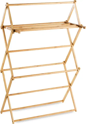 Vista 3 de Bartnelli Rejilla de Secado de Ropa de Bambú para Ropa, Secador de Ropa de Madera, Extremadamente Estable, Resistente, Plegable, Ahorra Espacio