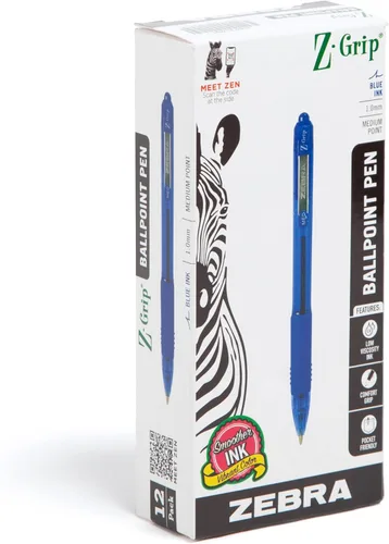 Vista 10 de Zebra Pen Z-Grip - Bolígrafo retráctil de punta media, 3/64 pulgadas, tinta negra, 12