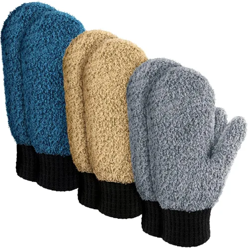Bencailor 3 pares de guantes de microfibra para el polvo con pulgar, limpieza del hogar, sin arañazos, guantes reutilizables para cocina, casa,