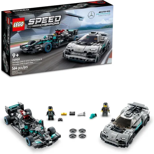 LEGO Speed Champions Mercedes-AMG F1 W12 E, juego de autos de juguete Performance & Project One, kit de construcción de autos modelo Mercedes,
