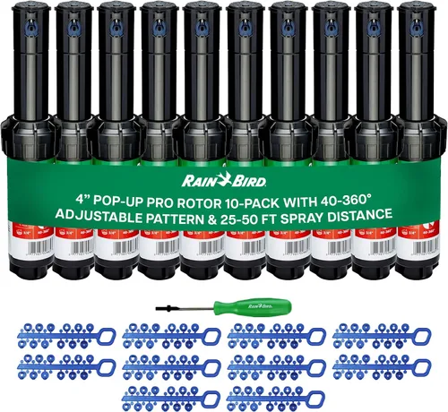 Vista 10 de Rain Bird Cabezal de aspersor de rotor serie 5000, 5004 PC, rotor desplegable ajustable de 4 pulgadas, paquete de 4 Negro - 4 paquetes