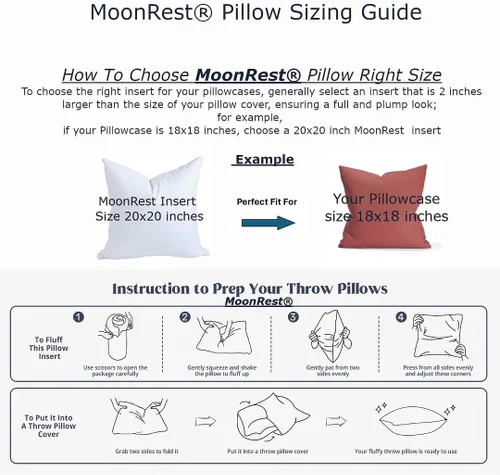 Vista 4 de MoonRest® Paquete de 4 – Relleno de almohada cuadrada alternativa de plumón sintético – Funda de algodón tejido para almohada, cojín de sofá – 8 x 8