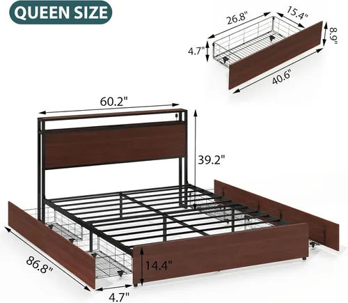 Vista 23 de Base de cama de terciopelo de tamaño matrimonial con cabecera tapizada, cabecera de almacenamiento de terciopelo copetudo, marcos de cama