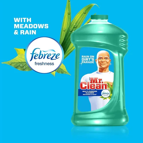 Vista 4 de Mr. Clean Meadows and Rain Febreze Freshness - Limpiador multisuperficie de 45 onzas líquidas (paquete de 2) 90 onzas líquidas