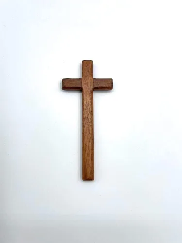 Vista 2 de St John the Baptist Orthodox Brotherhood Cruz de mano de madera simple y maciza, tamaño mediano (mediano)