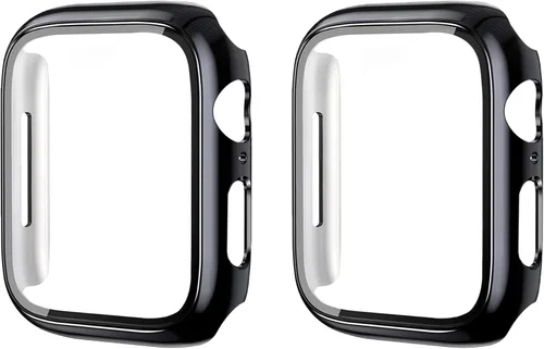 Vista 13 de Juego de 2 fundas con protector de pantalla de vidrio templado para Apple Watch SE (Gen 1/2/3) Series 4/5/6 40mm, tacto suave, protección