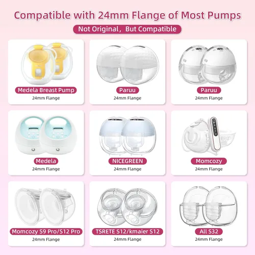 Vista 3 de Insertos de brida para Medela, Spectra, protectores/bridas de 24 mm, copas portátiles Willow compatibles con TSRETE, CPPSLEE, extractor de leche