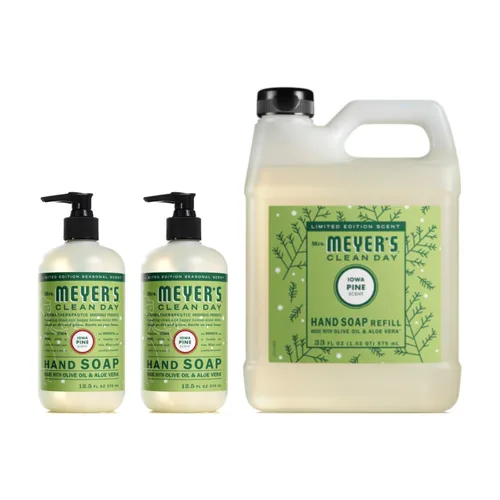 Vista 8 de Mrs. MEYER'S Variedad de jabón líquido para manos, 1 repuesto de bayas de ciruela, 1 jabón de manos de ciruela y bayas, 2