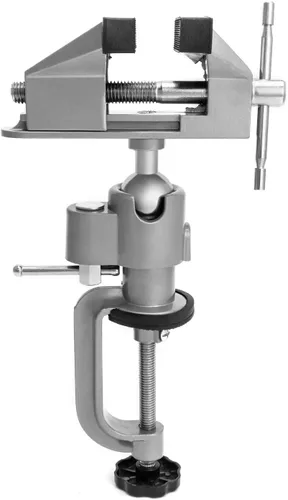 QWORK Abrazadera Universal de Sobremesa de 3 Pulgadas, Gira y Se Inclina 360°, Abrazadera Portátil para Banco de Trabajo para Talabartería,