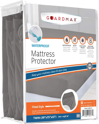 Vista 24 de Guardmax Protector de Colchón de Punto Jersey Tamaño Twin - Cubierta de Colchón Impermeable y Resistente a Ácaros del Polvo con Bolsillos